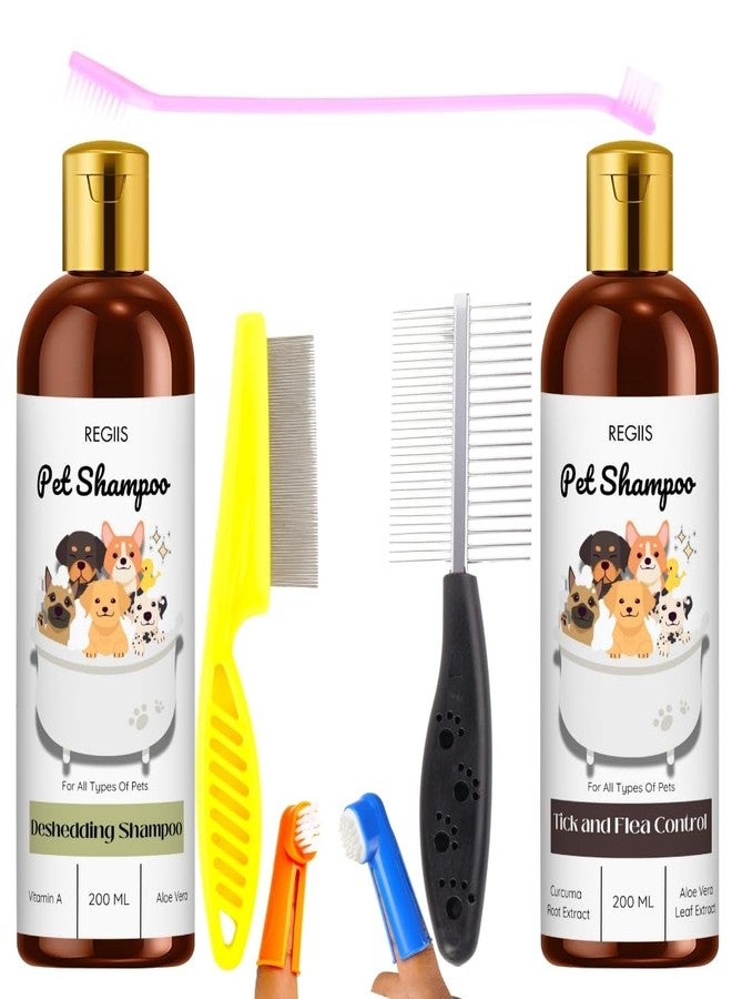 مجموعة العناية بالحيوانات الأليفة، طقم فرشاة احترافي للكلاب مكون من 5 قطع مع أداة إزالة الشعر الزائد، وقفاز للعناية، وفرشاة تدليك، ومشط معدني لجميع السلالات - Image 1